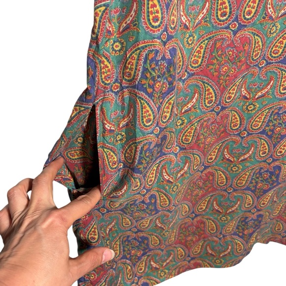 FAHERTY | Women’s Multicolor 100% Silk Paisley Floral Midi Dress size Medium - Picture 7 of 12